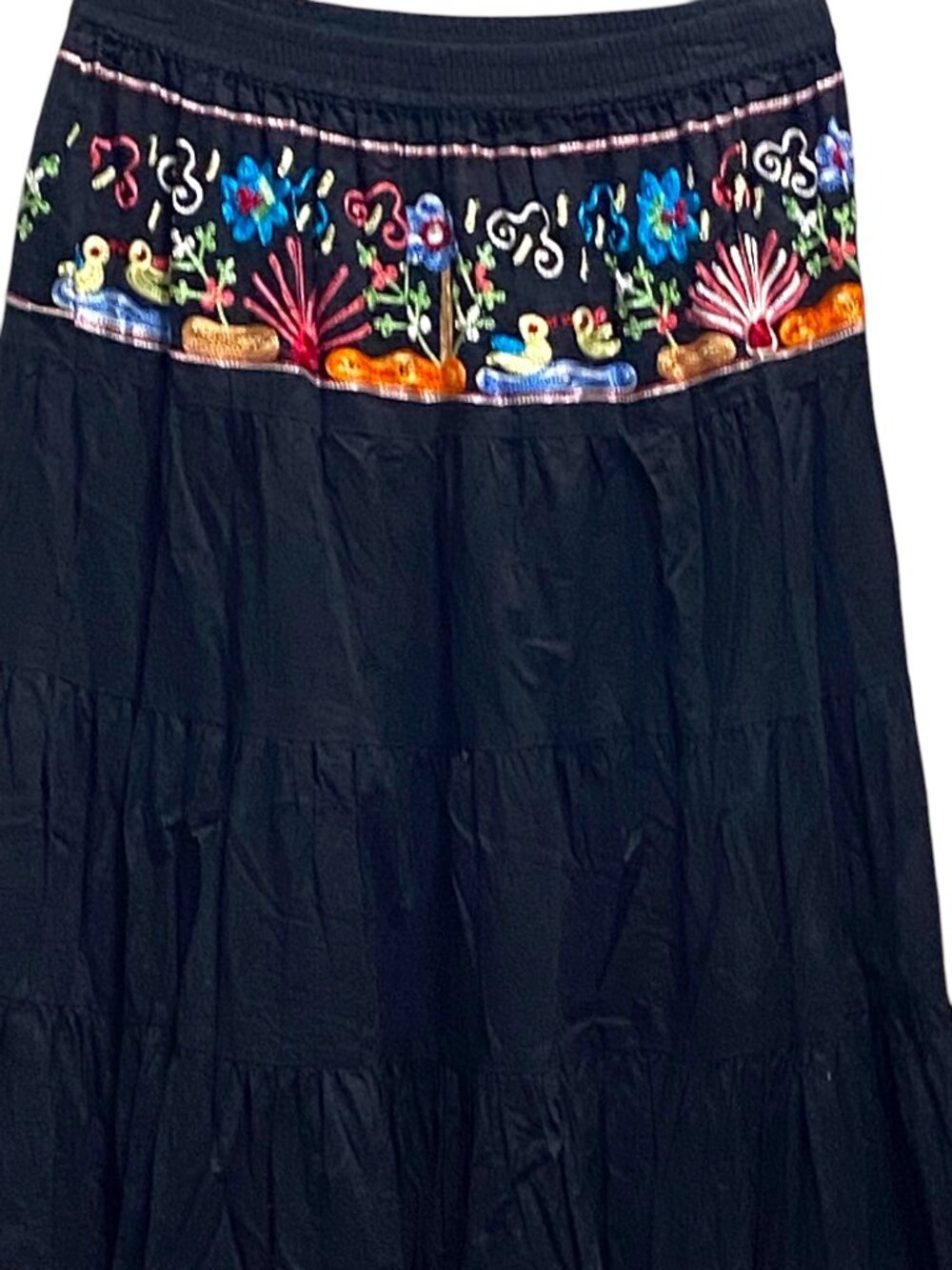 Soaked Embroidered Maxi Skirt Black Size M Witchy Boho Hippie Festival Coastal - Picture 4 of 11